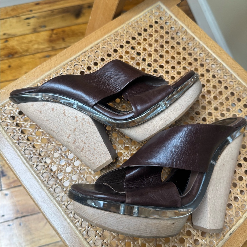 Elegant Brown Leather Women's Heels